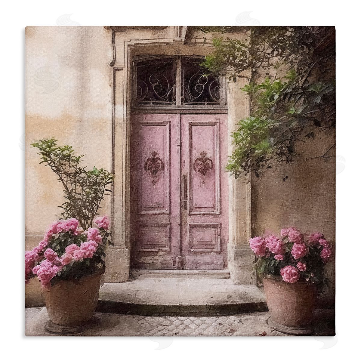 Riley B Pink Floral Doorway Canvas Wall Art