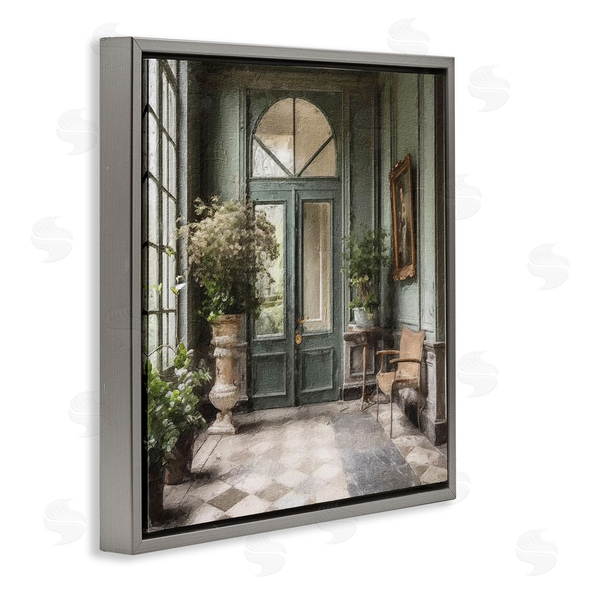 Riley B Green French Architecture Gray Floater Frame Canvas Artside_