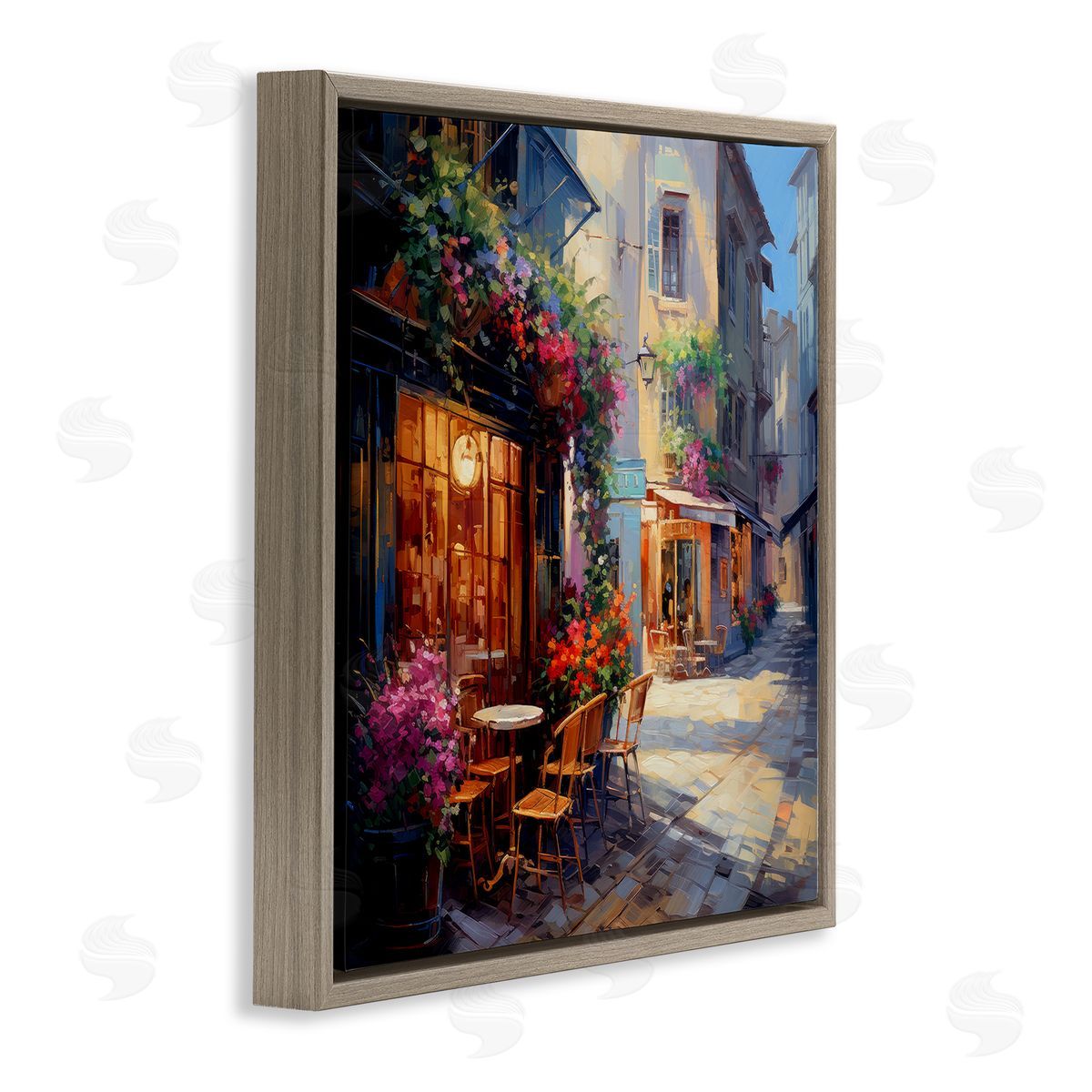 Ray Powers French Neighborhood Cafe Brown Floater Frame Canvas Artside_