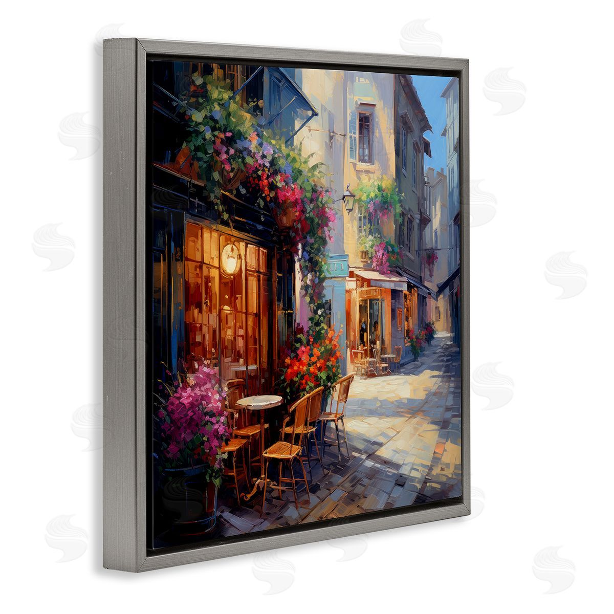 Ray Powers French Neighborhood Cafe Gray Floater Frame Canvas Artside_
