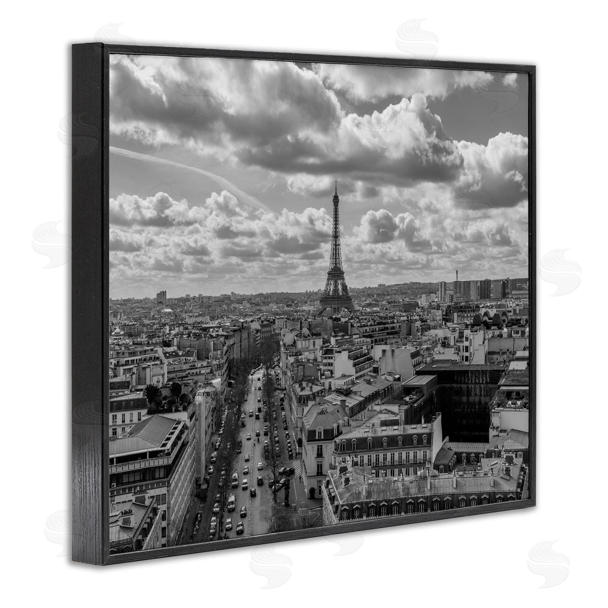 Silver Urban France Cityscape Black Framed Giclee Wall Artside_