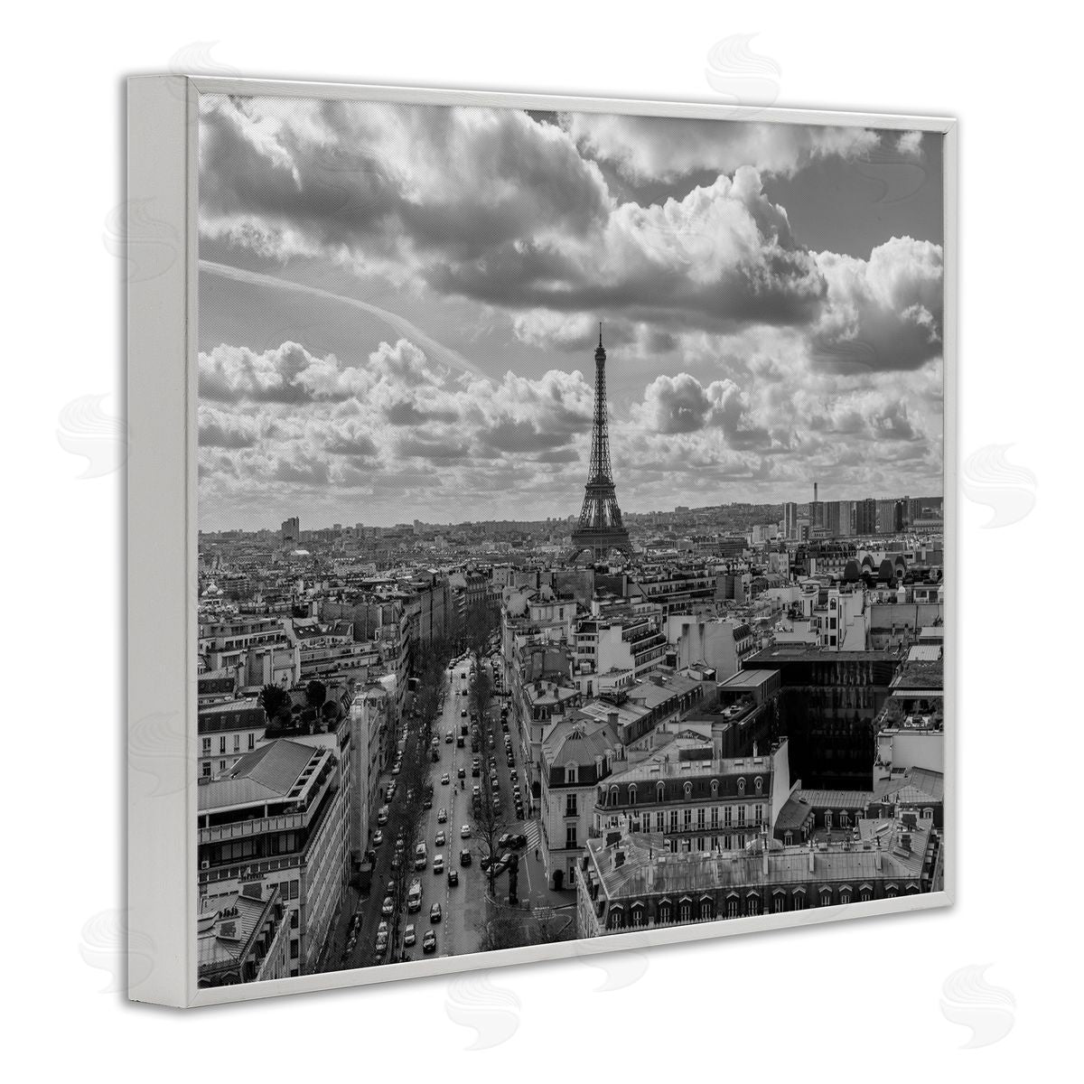 Silver Urban France Cityscape White Framed Giclee Wall Artside_