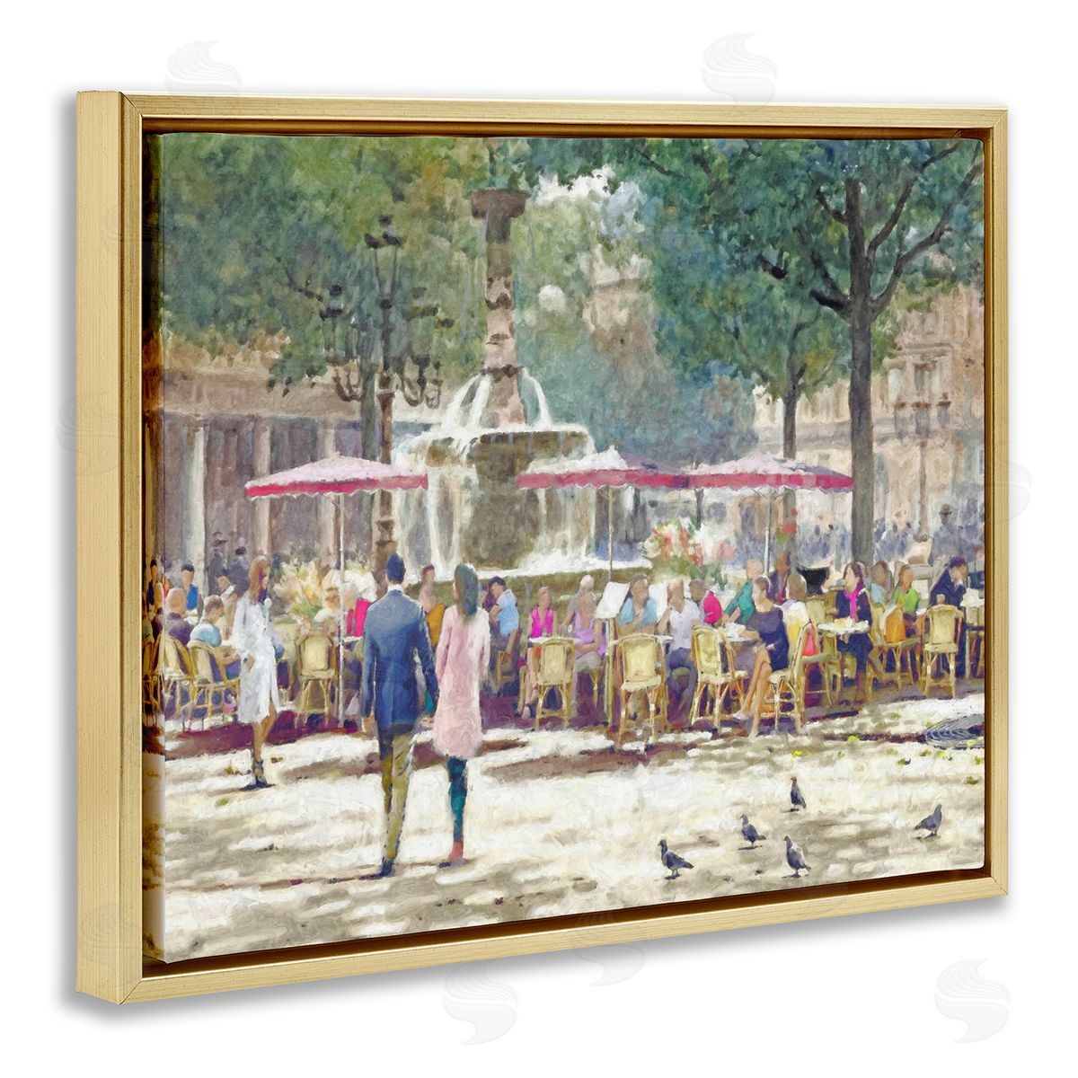 Steve Hunziker People at Parisian Cafe Gold Floater Frame Canvas Artside_