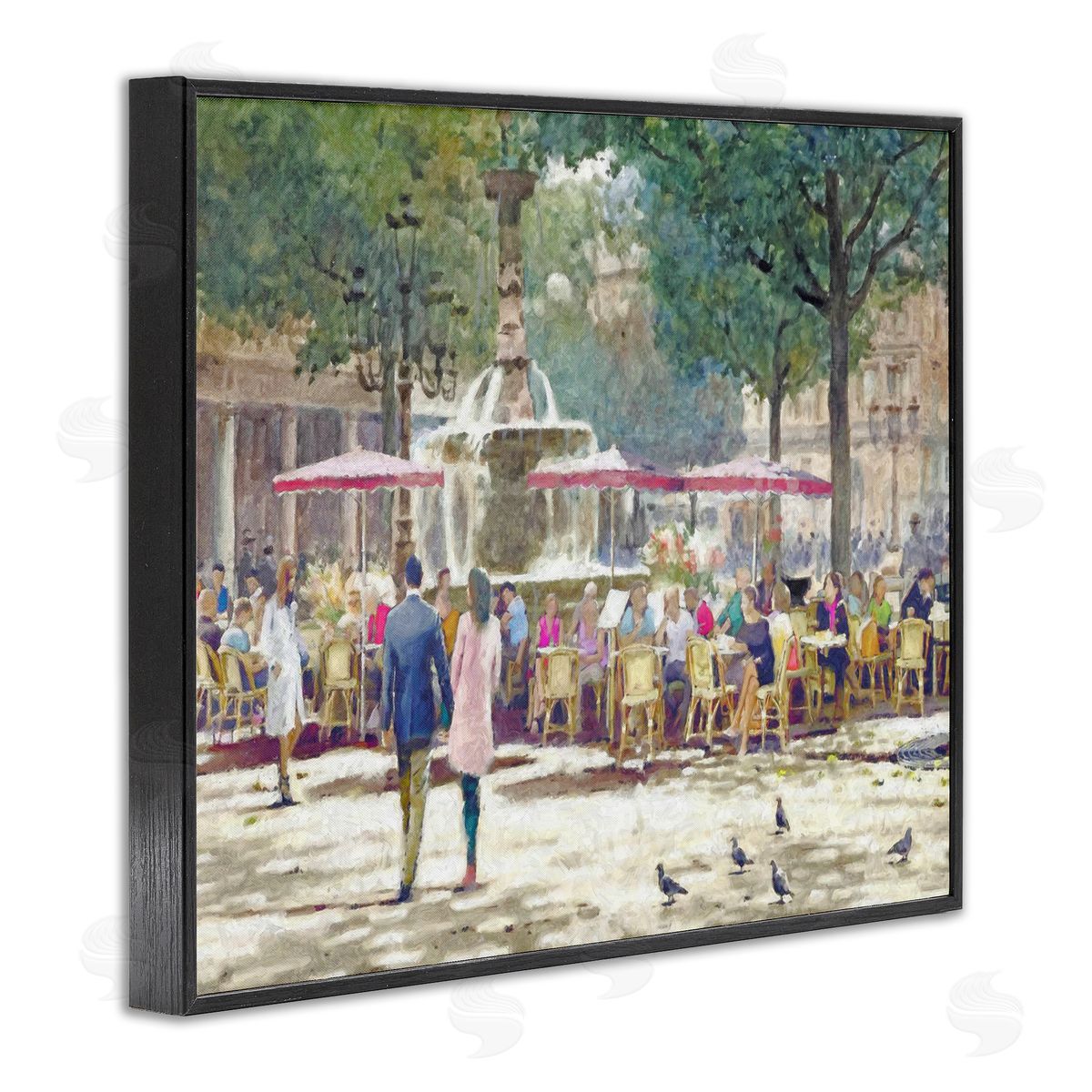 Steve Hunziker People at Parisian Cafe Black Framed Giclee Wall Artside_
