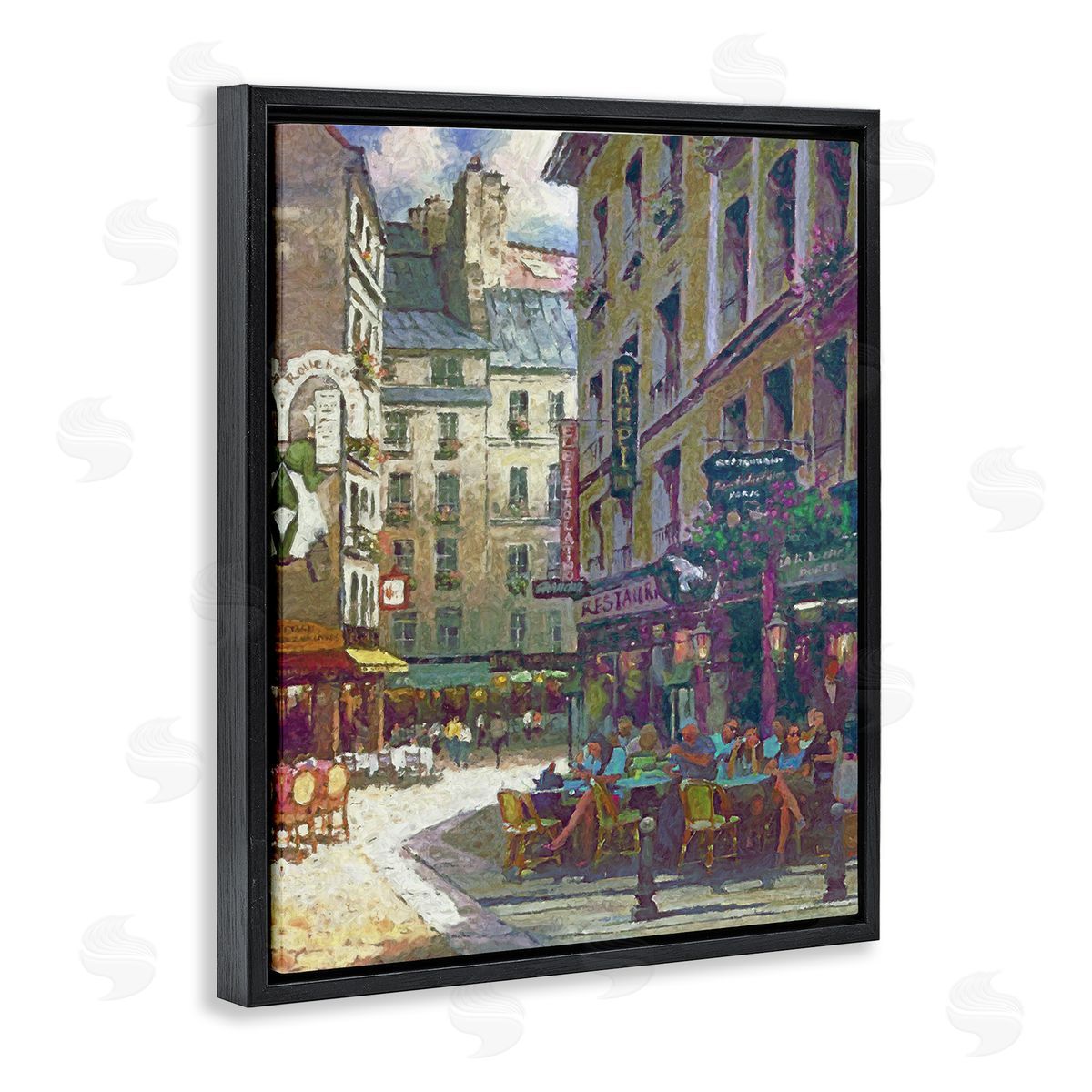 Steve Hunziker Paris Cafe Street Black Floater Frame Canvas Artside_