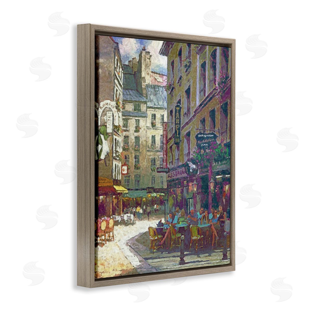 Steve Hunziker Paris Cafe Street Brown Floater Frame Canvas Artside_