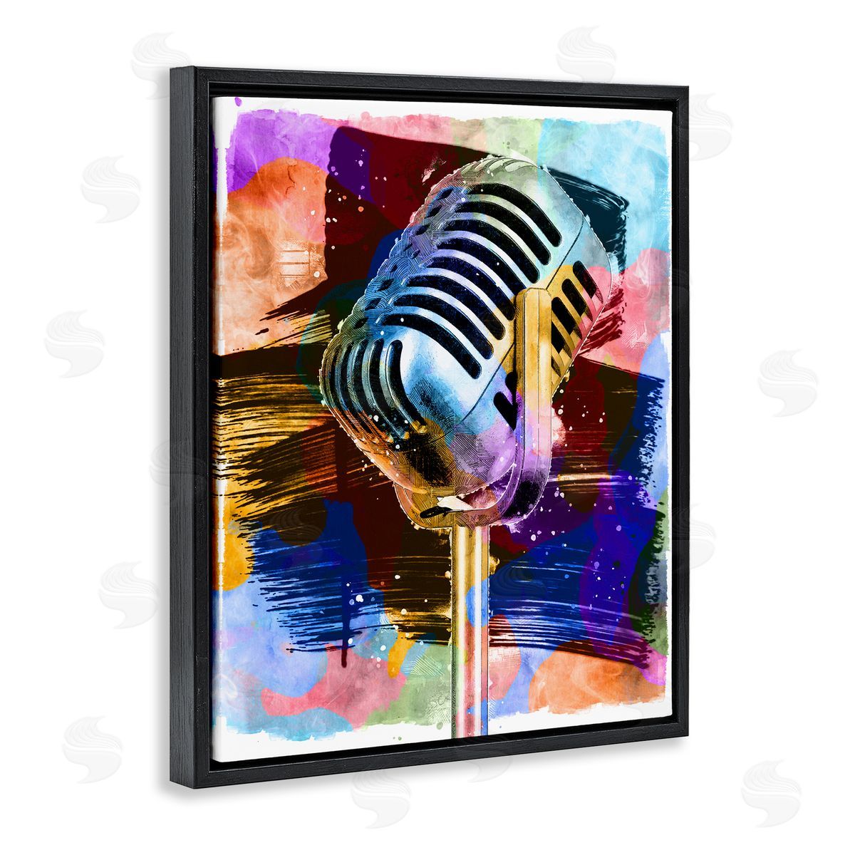 Daniel Sproul Modern Vivid Microphone Black Floater Frame Canvas Artside_
