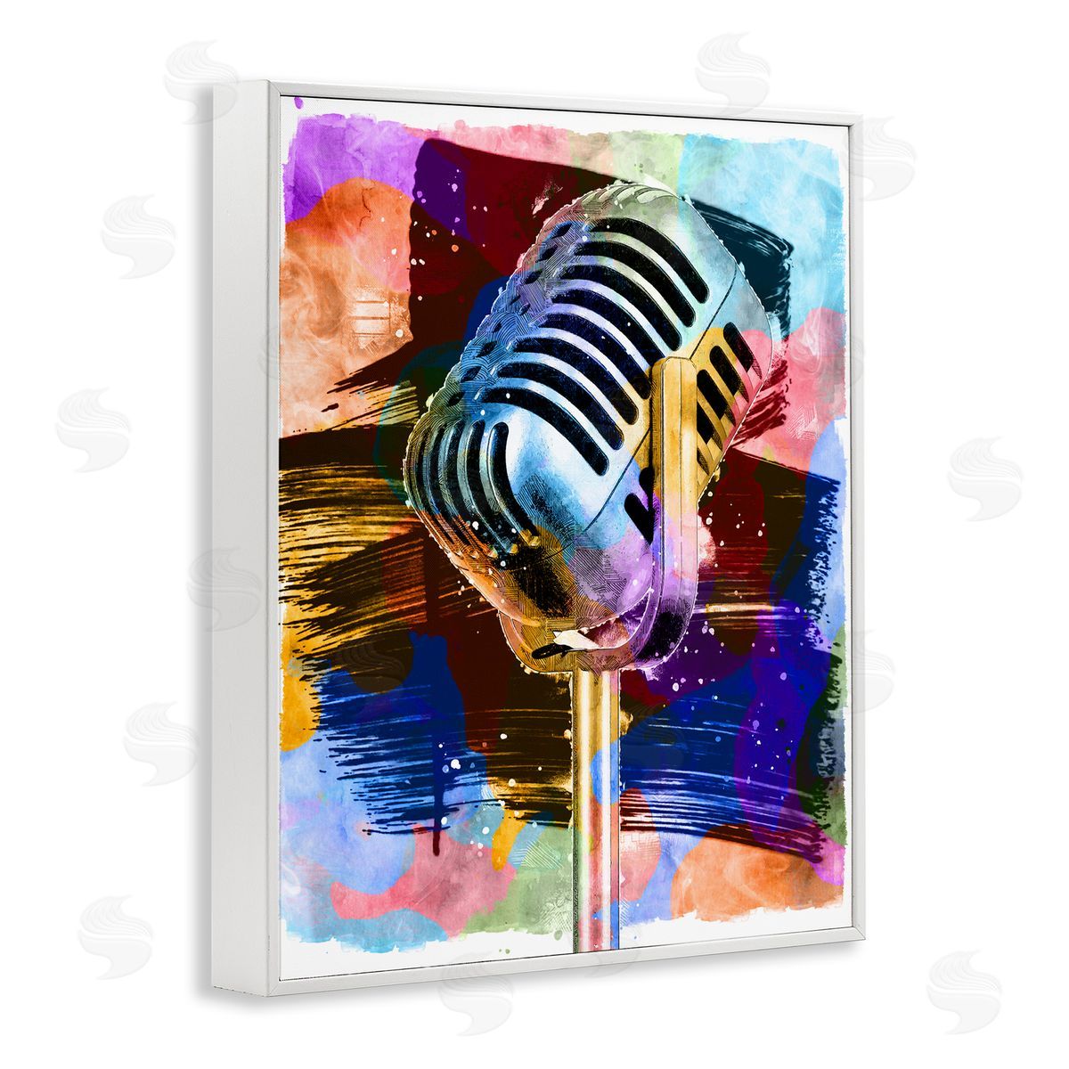 Daniel Sproul Modern Vivid Microphone White Framed Giclee Wall Artside_