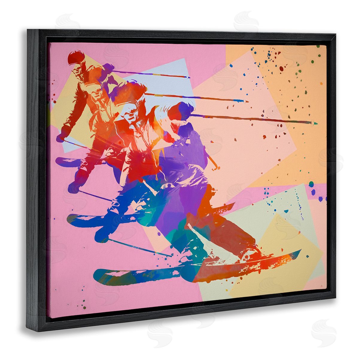 Daniel Sproul Pop Style Winter Skiing Black Floater Frame Canvas Artside_