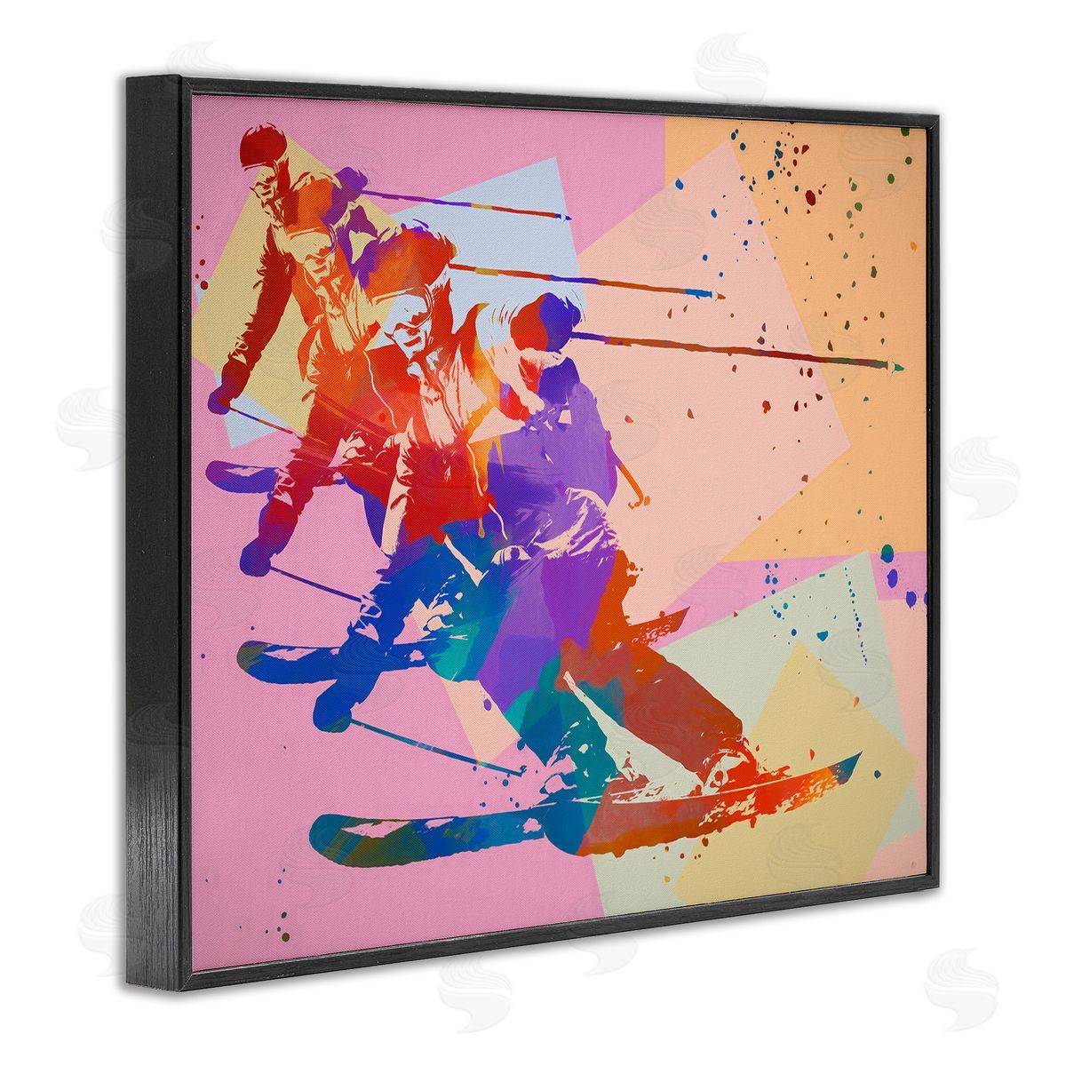 Daniel Sproul Pop Style Winter Skiing Black Framed Giclee Wall Artside_