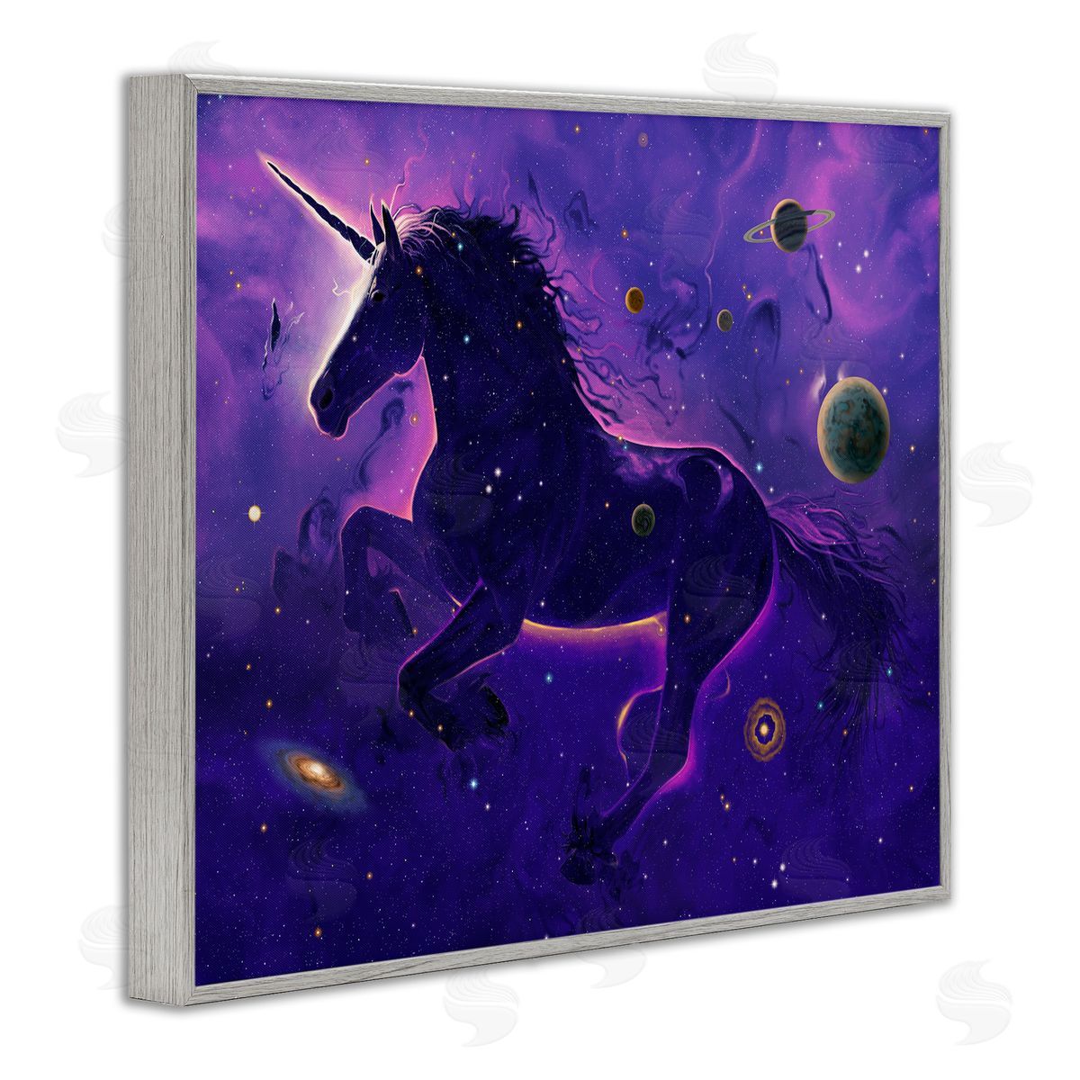 Vincent Hie Purple Unicorn Nebula Gray Framed Giclee Wall Artside_