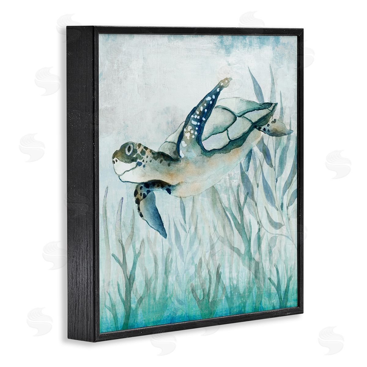 Janet Tava Swimming Sea Turtle Black Framed Giclee Wall Artside_