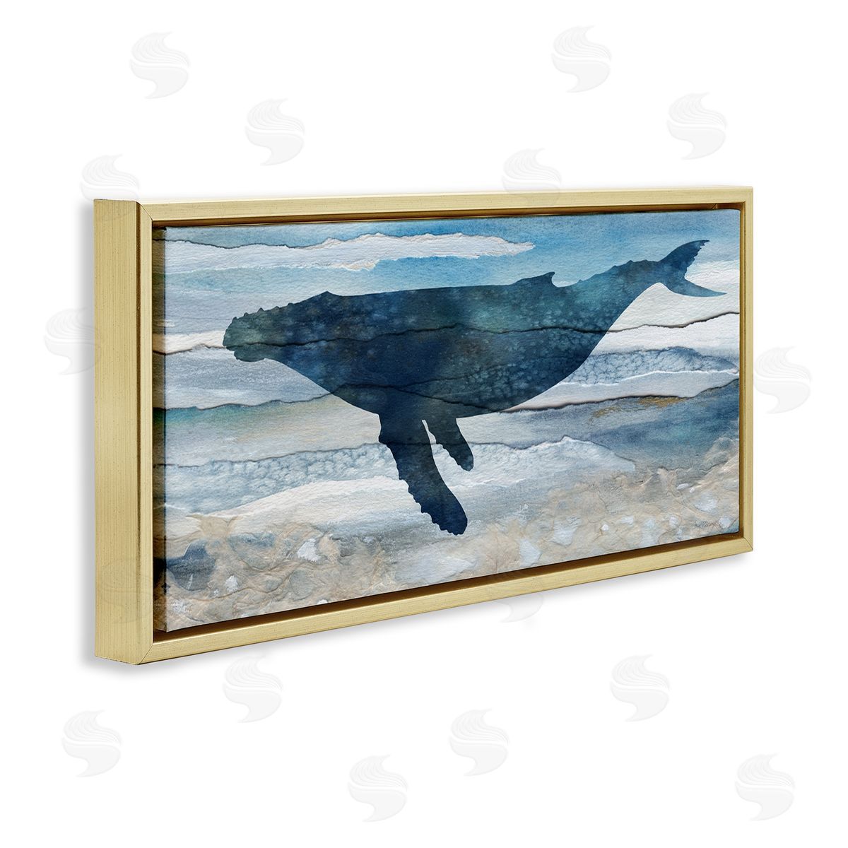 Carol Robinson Abstract Whale Silhouette Gold Floater Frame Canvas Artside_