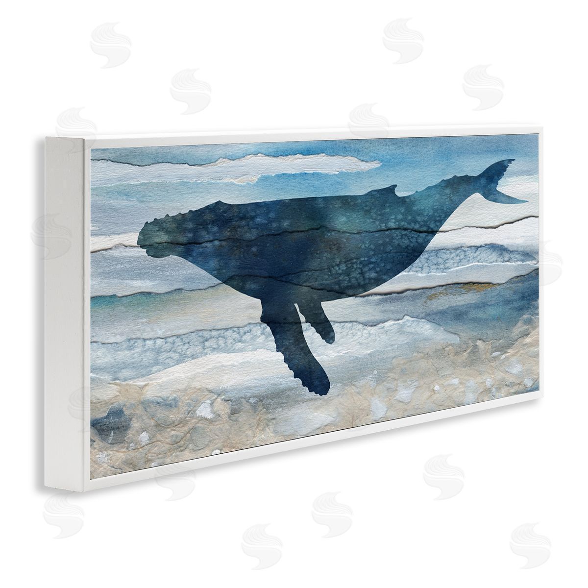 Carol Robinson Abstract Whale Silhouette White Framed Giclee Wall Artside_