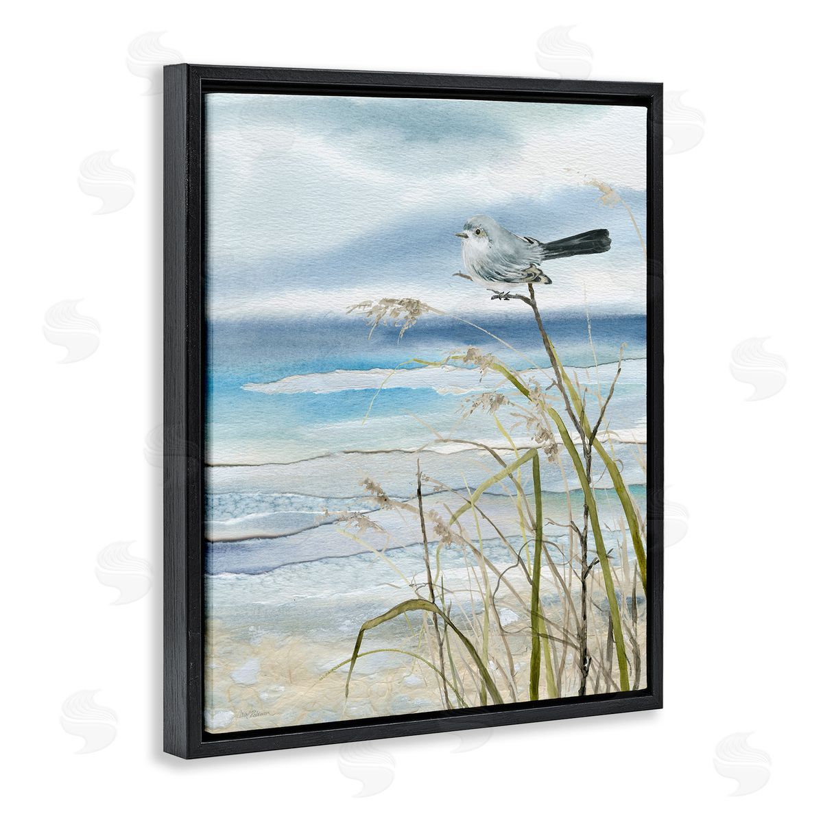 Carol Robinson Bird & Abstract Beach Black Floater Frame Canvas Artside_