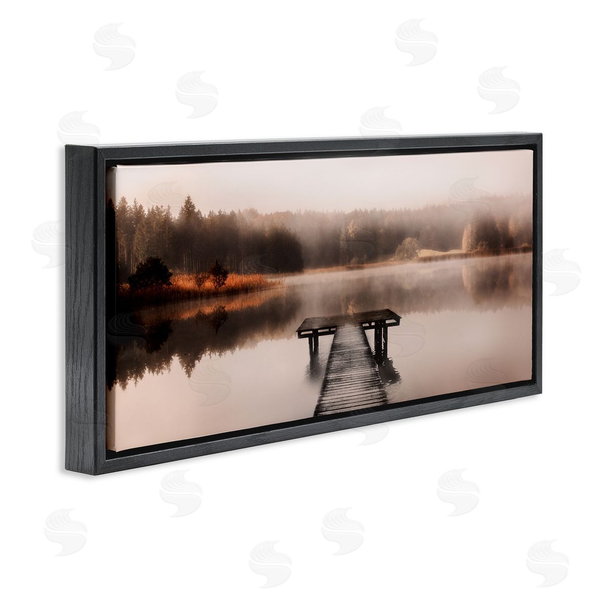 Irene Weisz Foggy Lake Pier Black Floater Frame Canvas Artside_