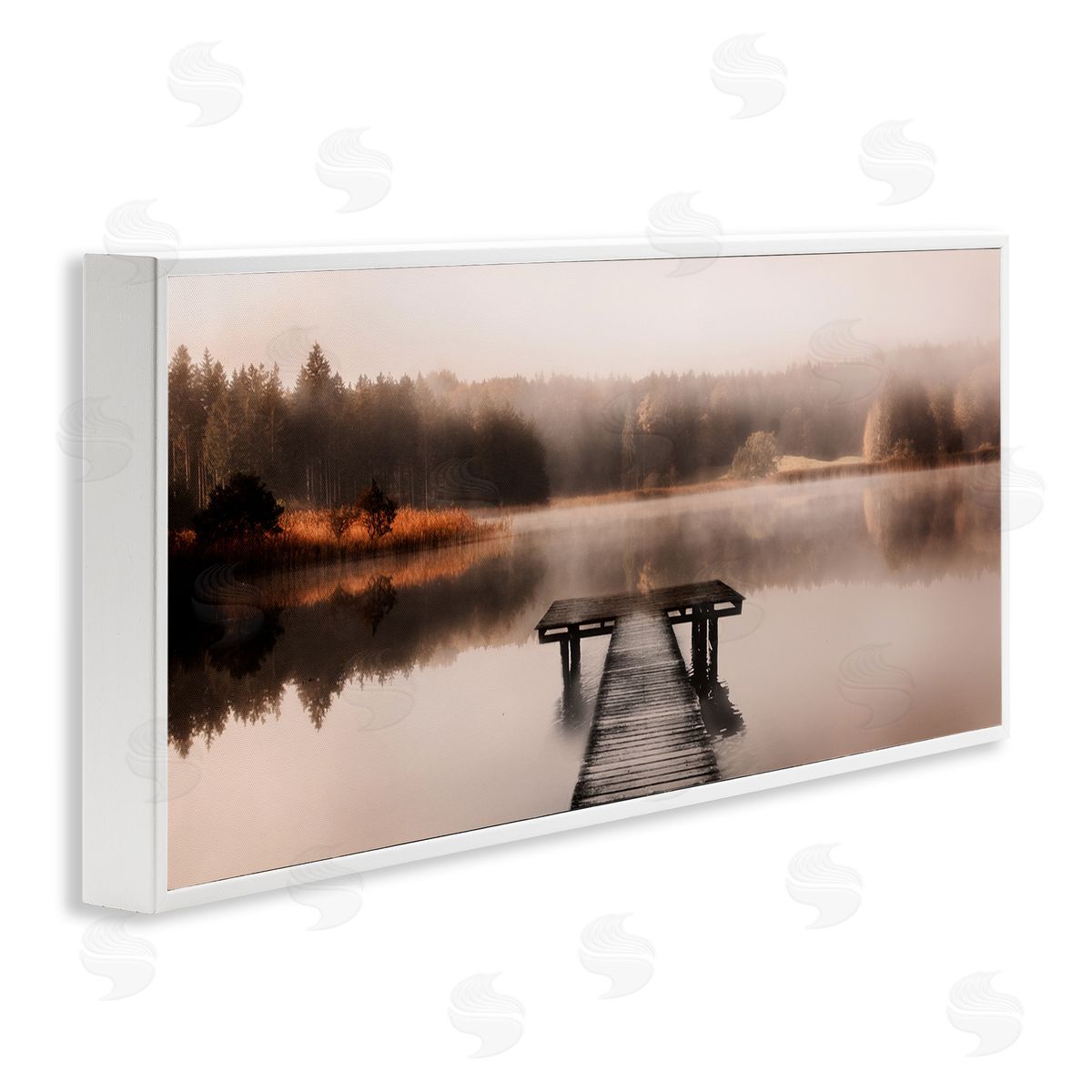 Irene Weisz Foggy Lake Pier White Framed Giclee Wall Artside_
