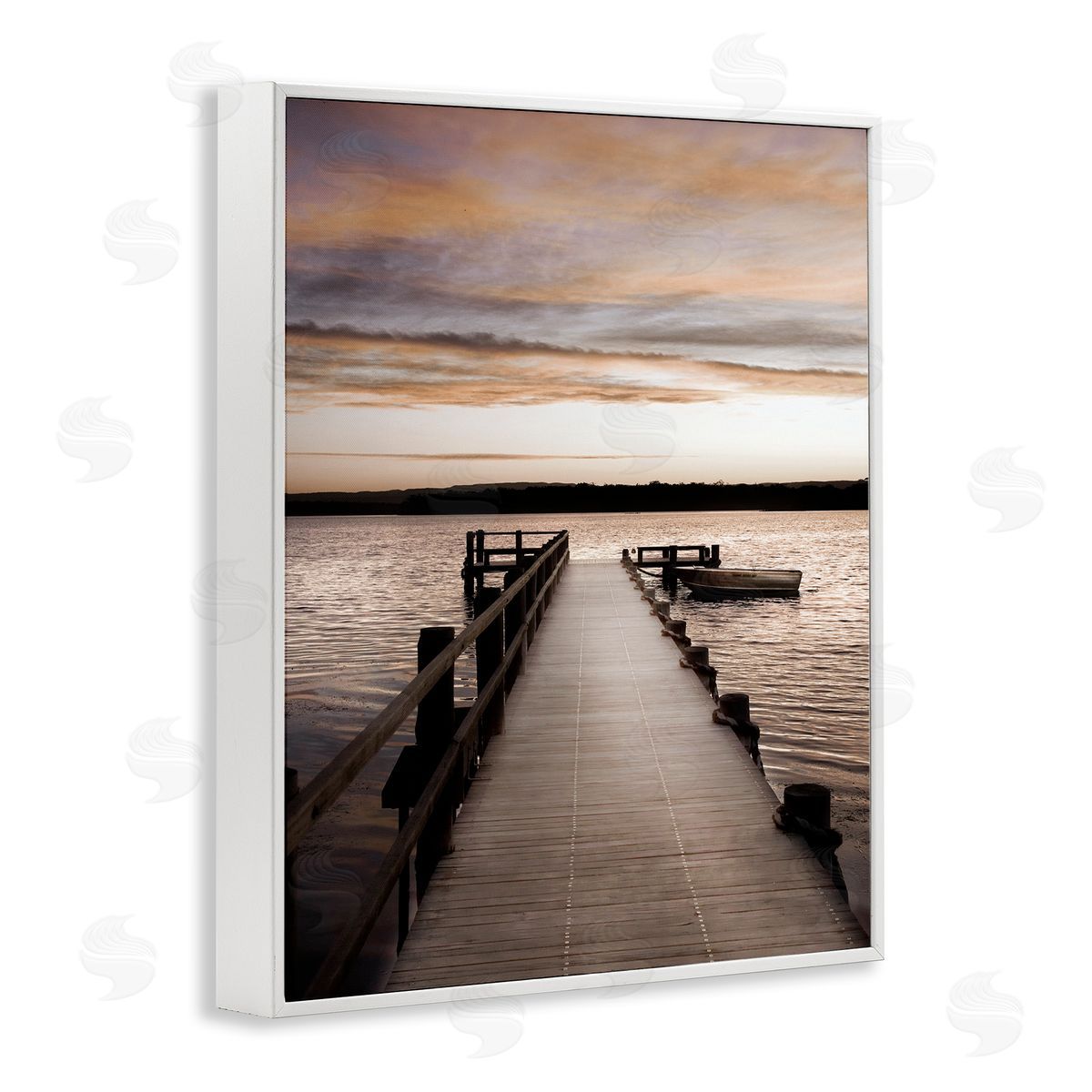 Danita Delimont Boat & Beach Pier White Framed Giclee Wall Artside_