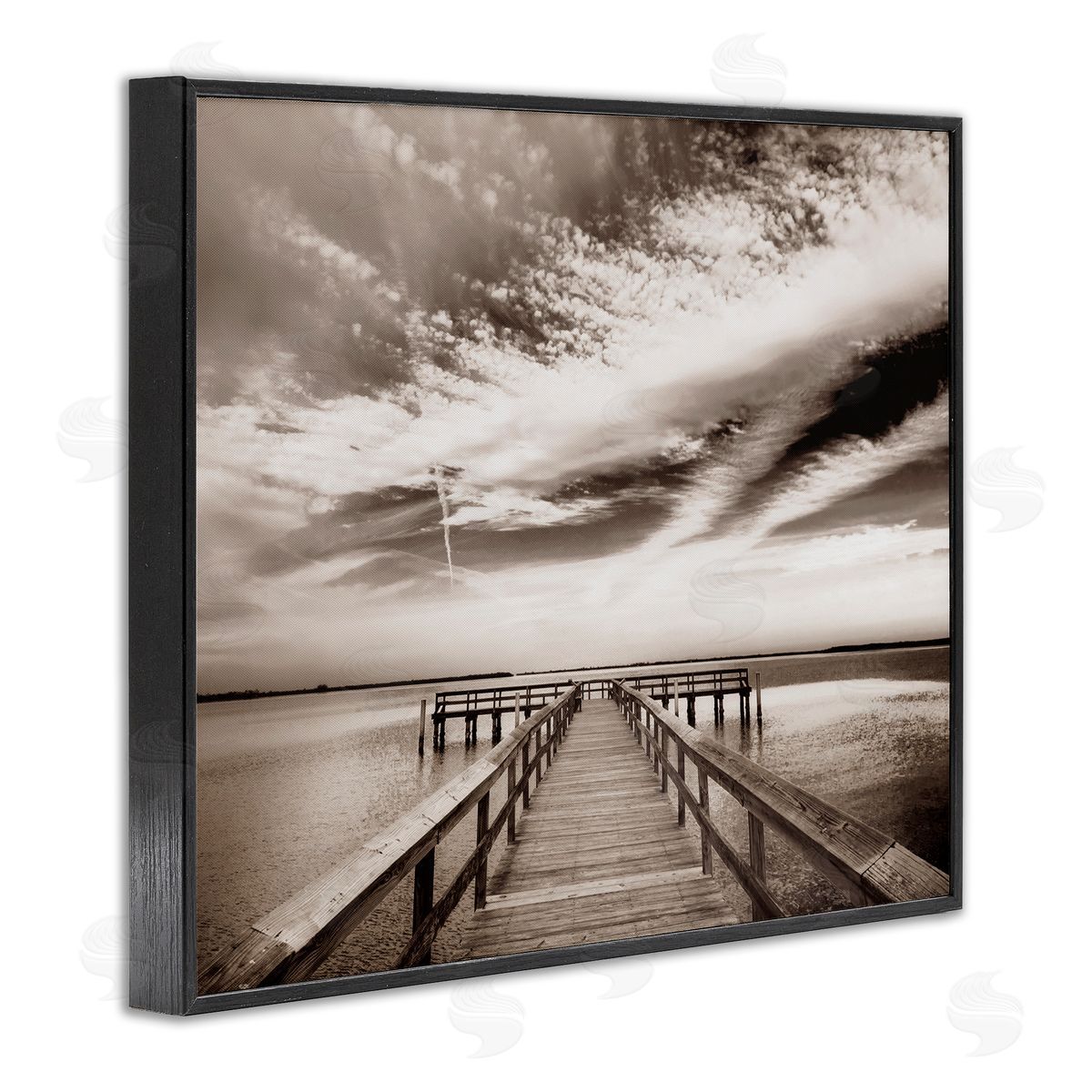 Danita Delimont Dock with Cloudy Sky Black Framed Giclee Wall Artside_