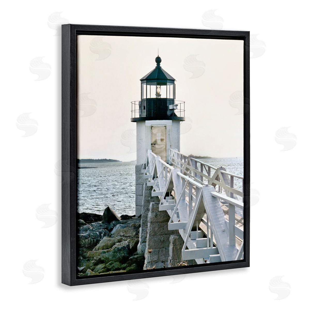 Rachel Perry White Lighthouse Photography Black Floater Frame Canvas Artside_