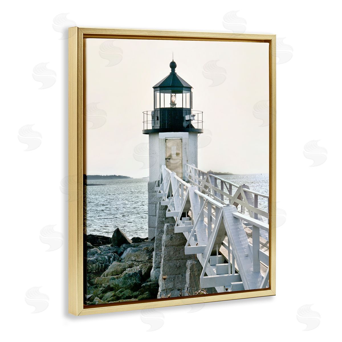 Rachel Perry White Lighthouse Photography Gold Floater Frame Canvas Artside_