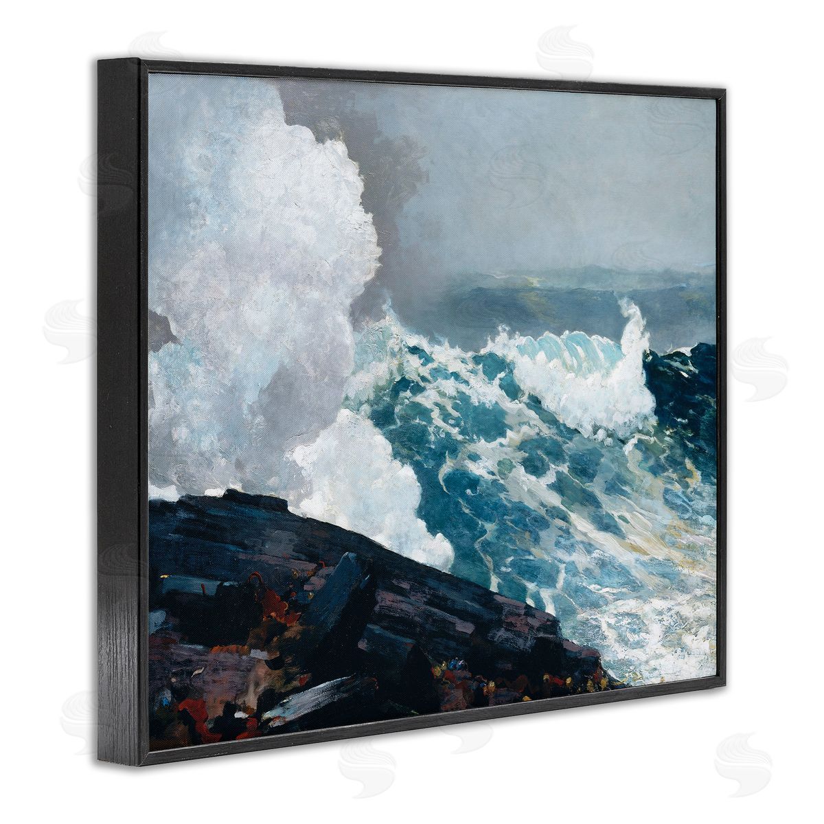 Winslow Homer Ocean Waves & Cliffs Black Framed Giclee Wall Artside_