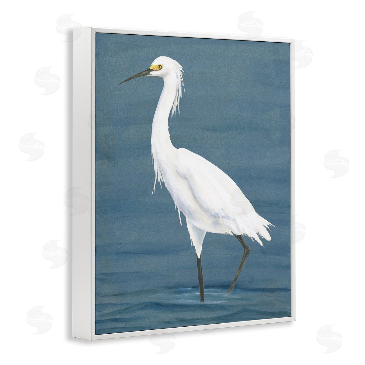Michael Willett Egret in Beach Shore White Framed Giclee Wall Artside_