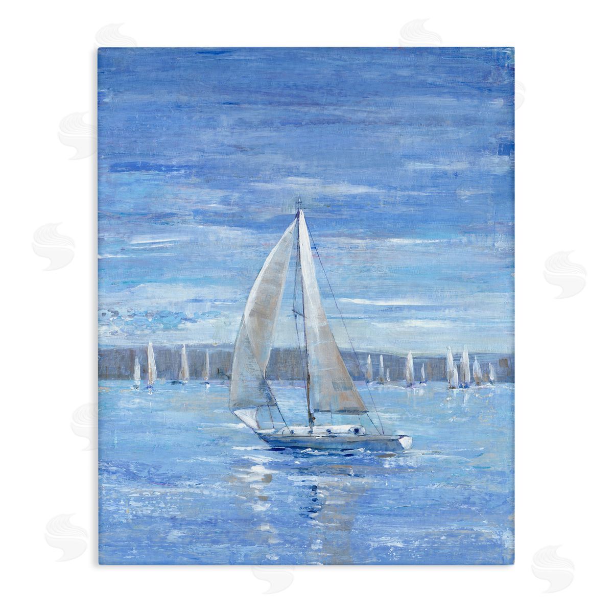 Tim O'Toole Blue Sailboat Painting Canvas Wall Art