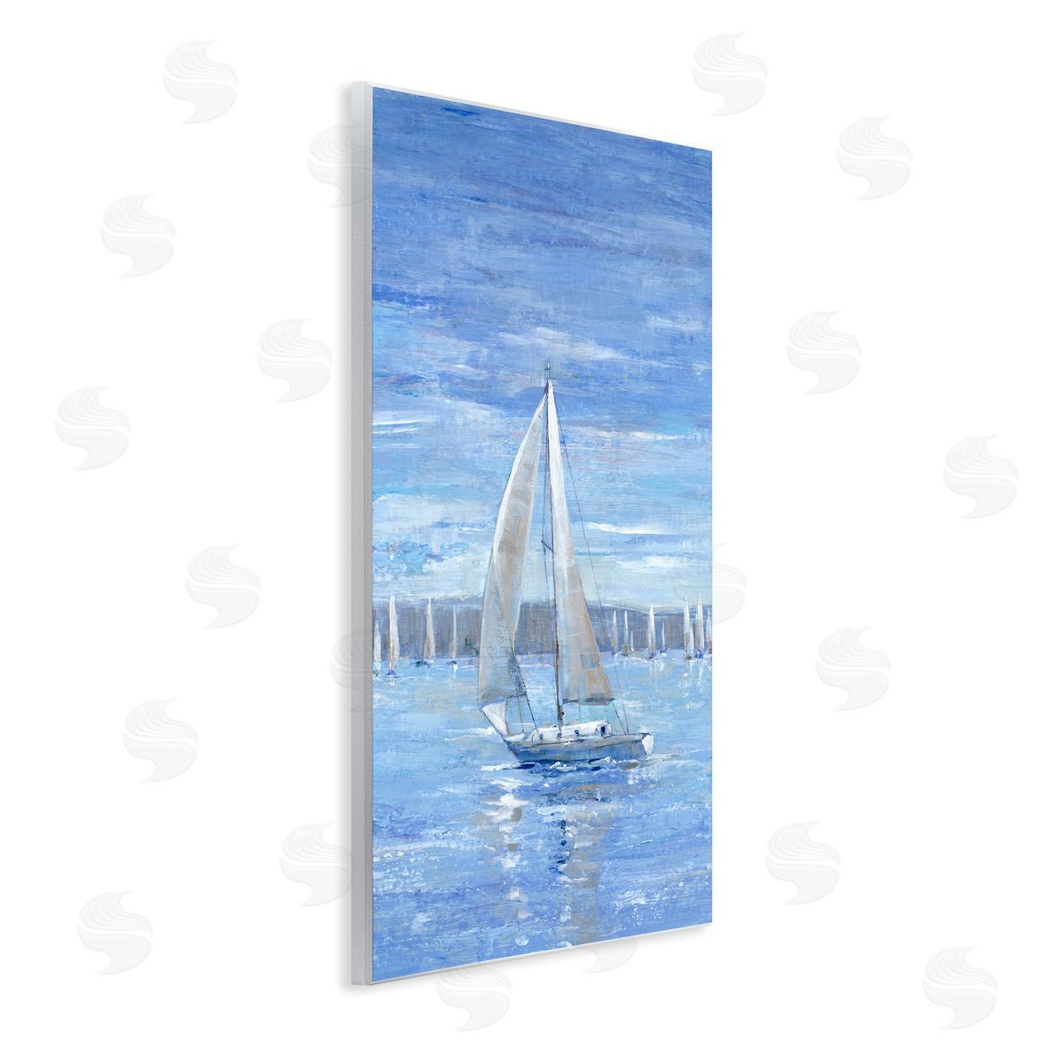Tim O'Toole Blue Sailboat Painting Wall Plaque Artside_