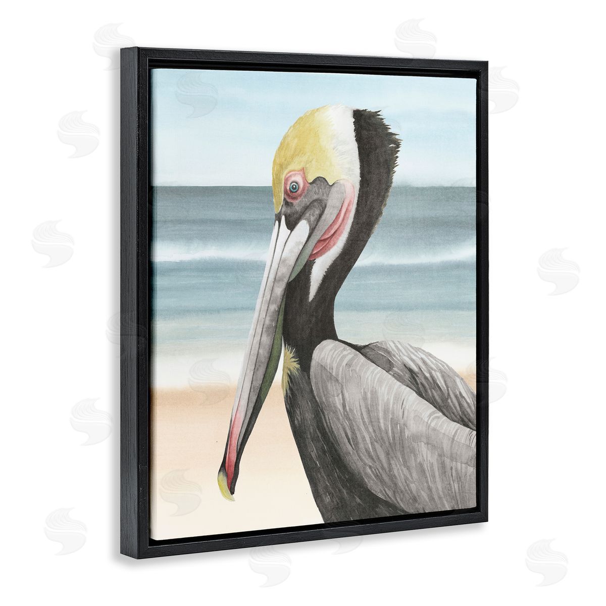 Grace Popp Pelican & Coastal Shore Black Floater Frame Canvas Artside_