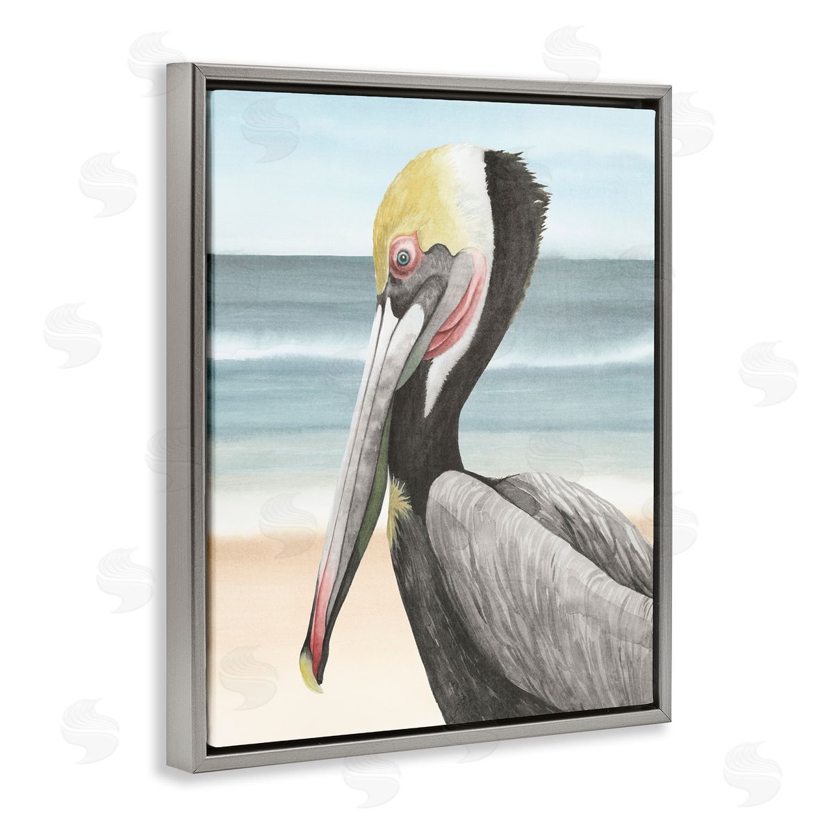 Grace Popp Pelican & Coastal Shore Gray Floater Frame Canvas Artside_