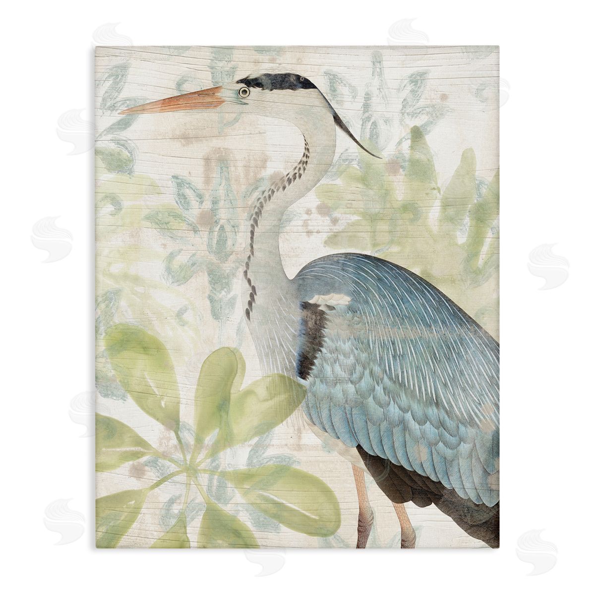 June Erica Vess Heron & Tropical Plants Canvas Wall Art