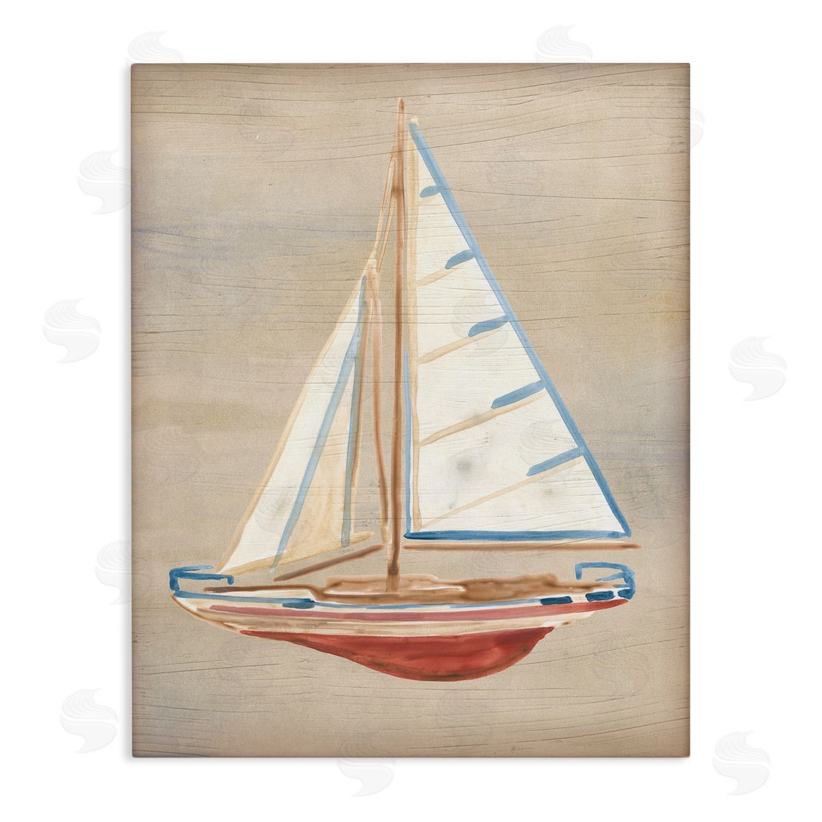 June Erica Vess Rustic Red Boat Canvas Wall Art