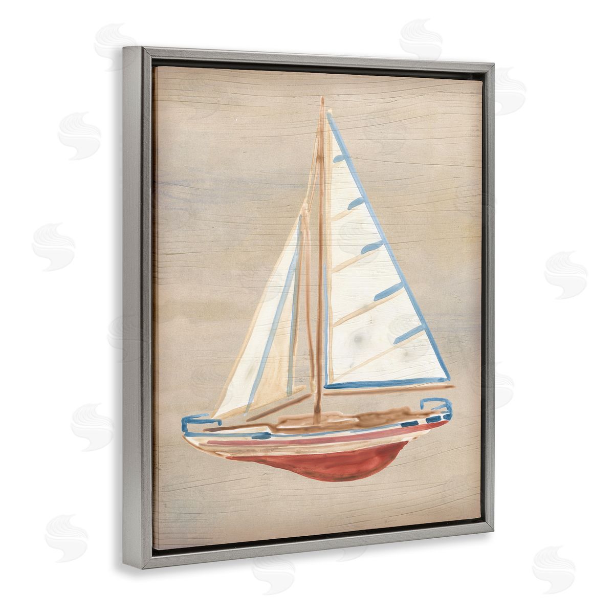 June Erica Vess Rustic Red Boat Gray Floater Frame Canvas Artside_