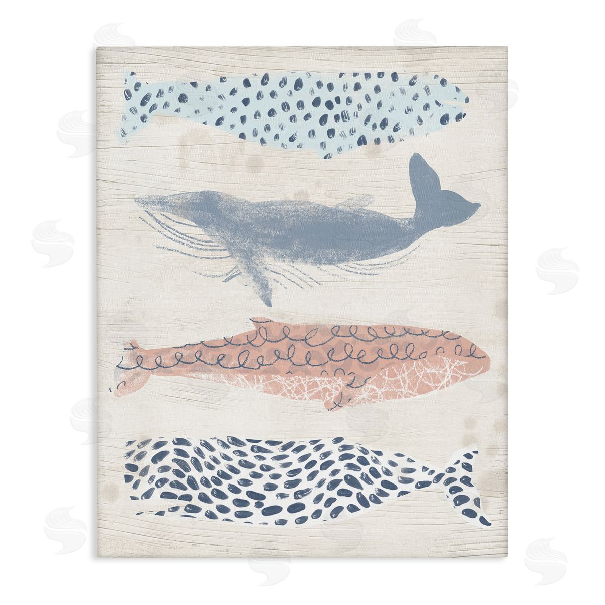 June Erica Vess Maritime Patterned Whales Canvas Wall Art