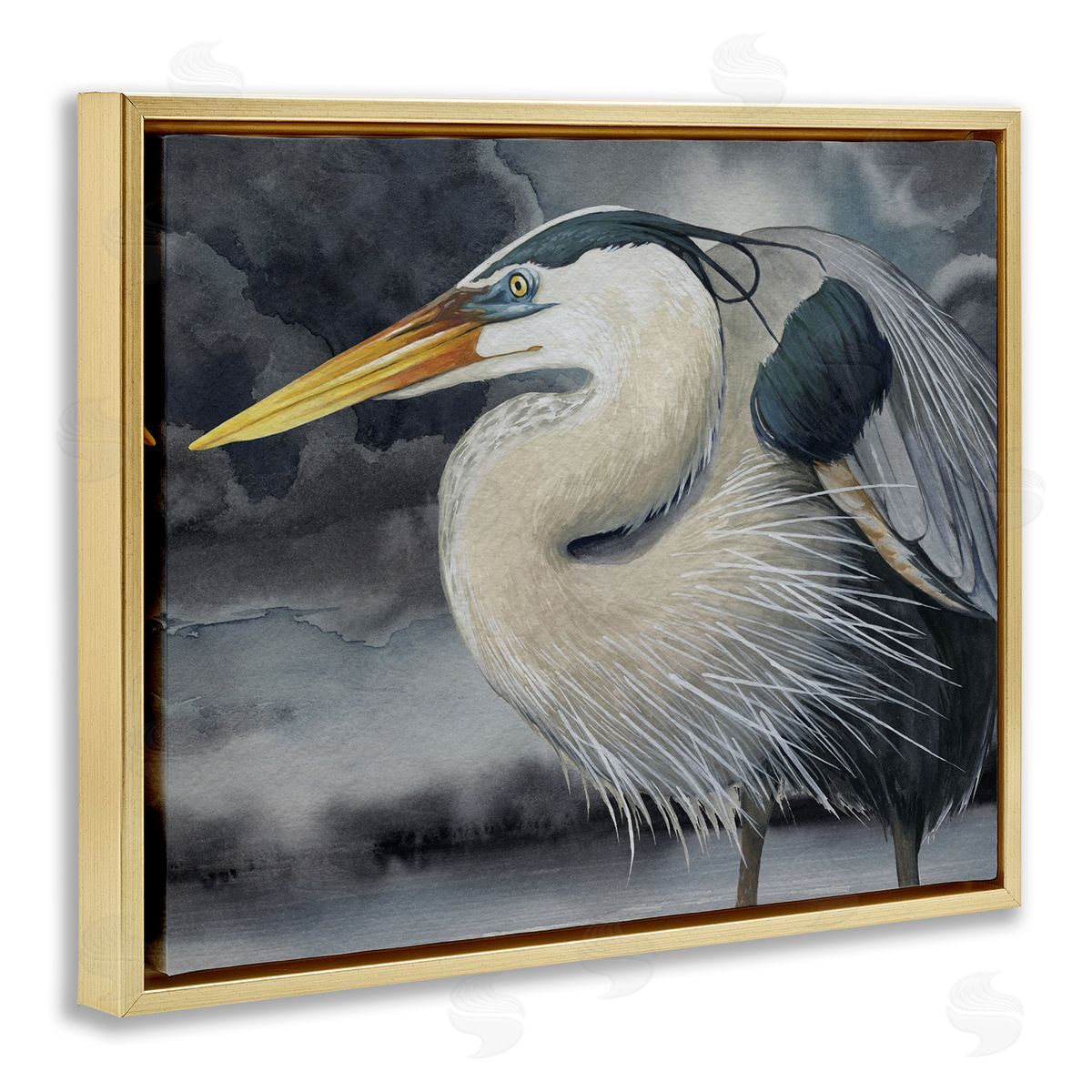 Grace Popp Dark Heron Portrait Gold Floater Frame Canvas Artside_