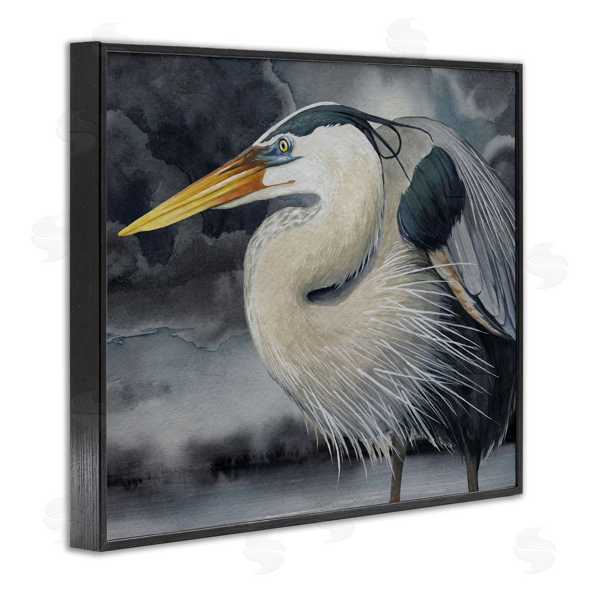 Grace Popp Dark Heron Portrait Black Framed Giclee Wall Artside_