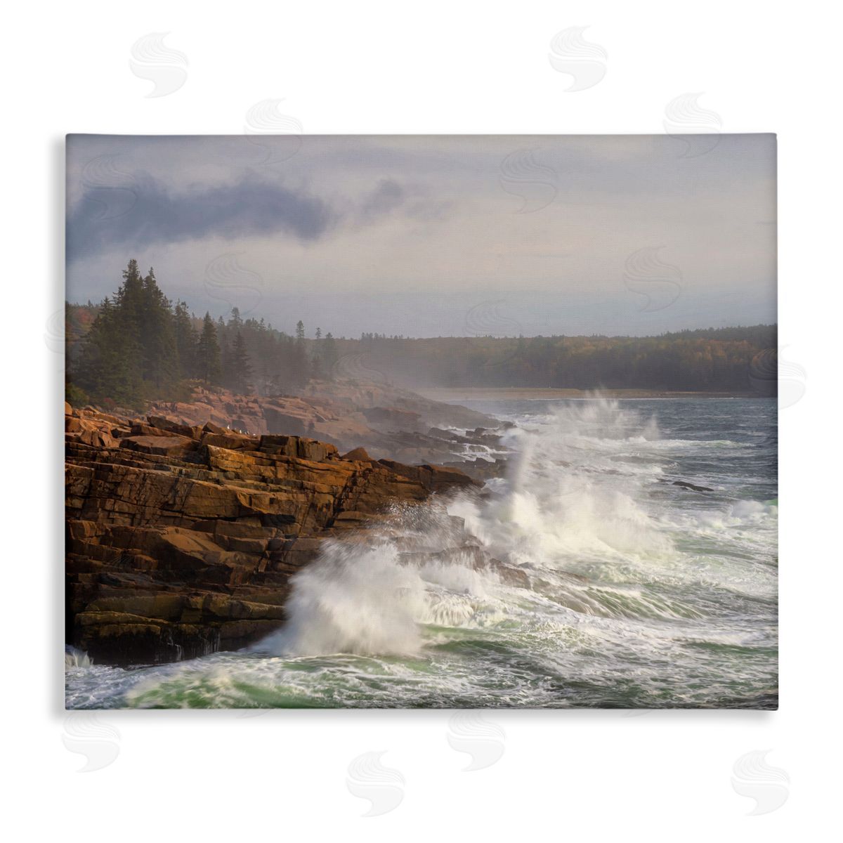Danny Head Rough Waves on Cliff Canvas Wall Art