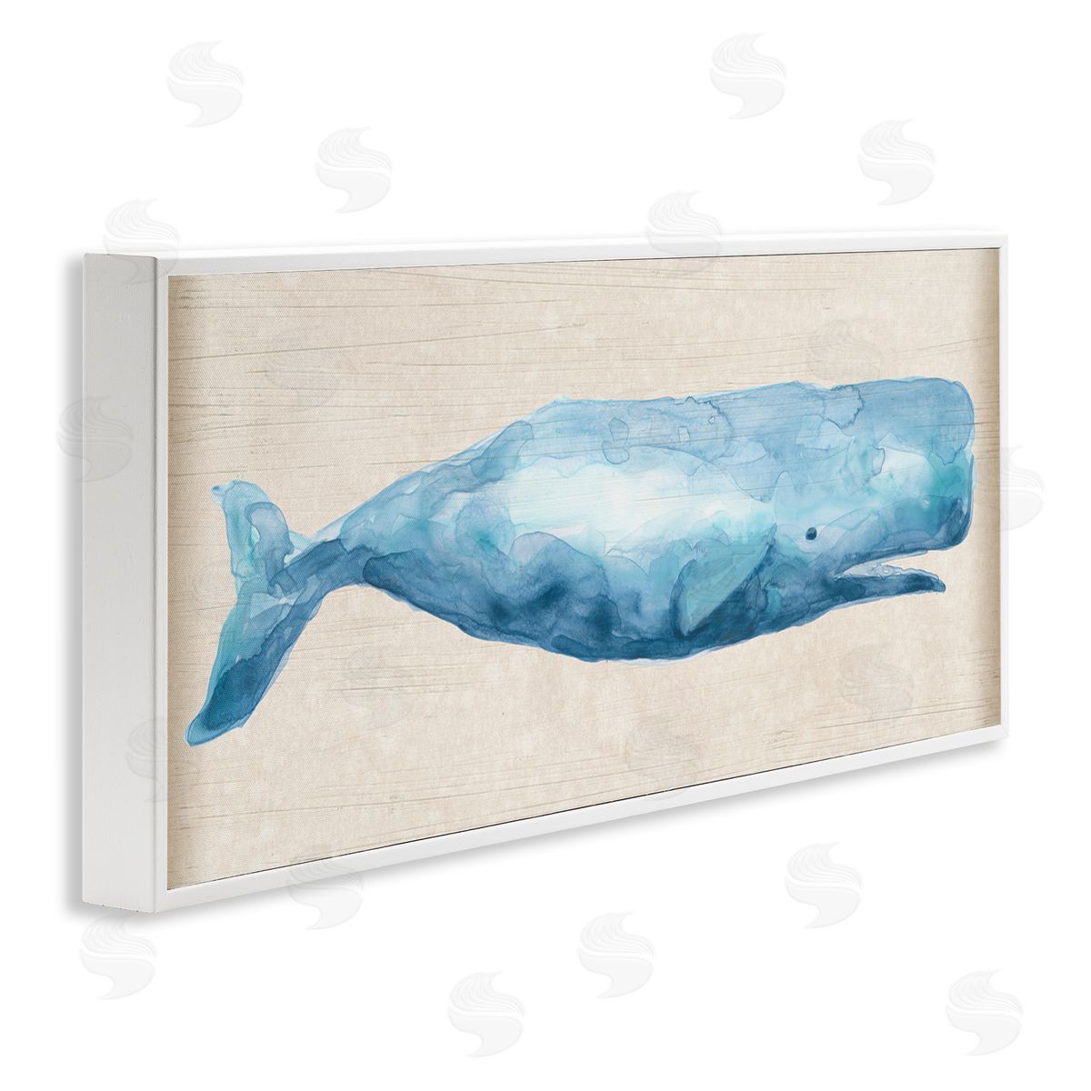 June Erica Vess Rustic Blue Whale White Framed Giclee Wall Artside_