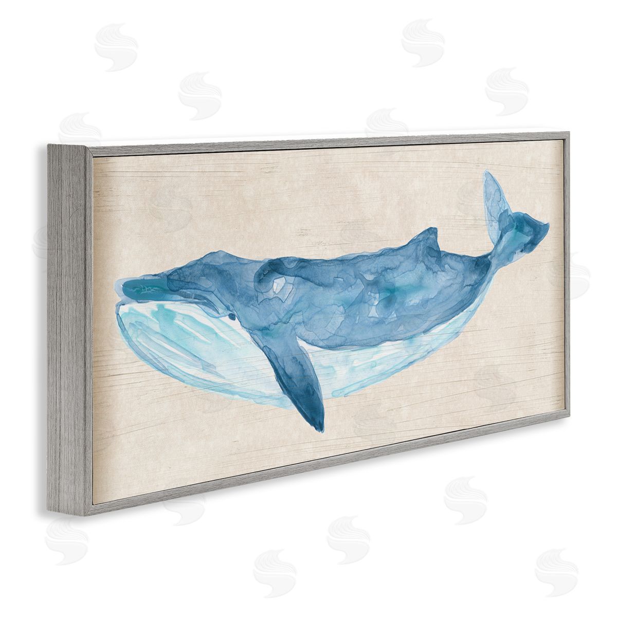June Erica Vess Whale on Beige Gray Framed Giclee Wall Artside_