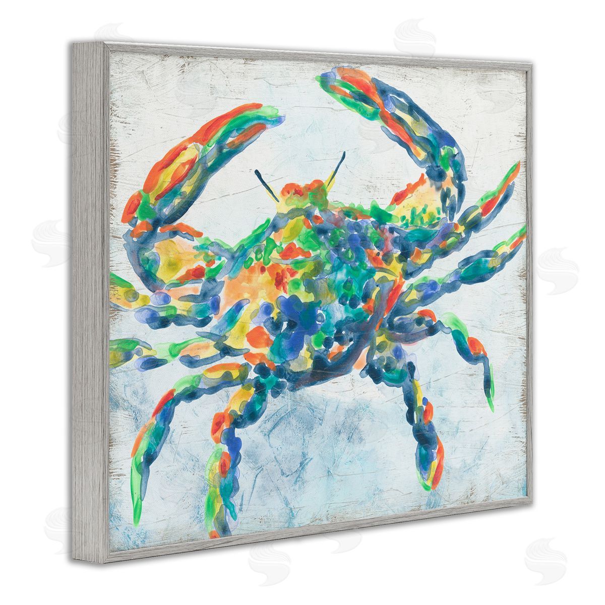 June Erica Vess Abstract Hued Crab Gray Framed Giclee Wall Artside_