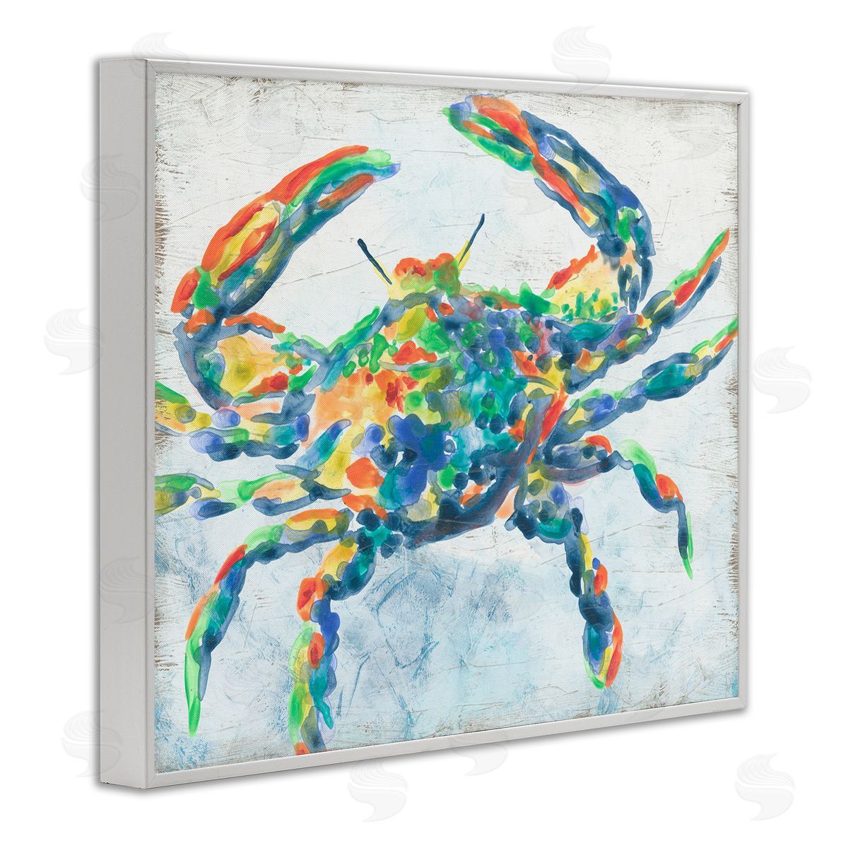 June Erica Vess Abstract Hued Crab White Framed Giclee Wall Artside_