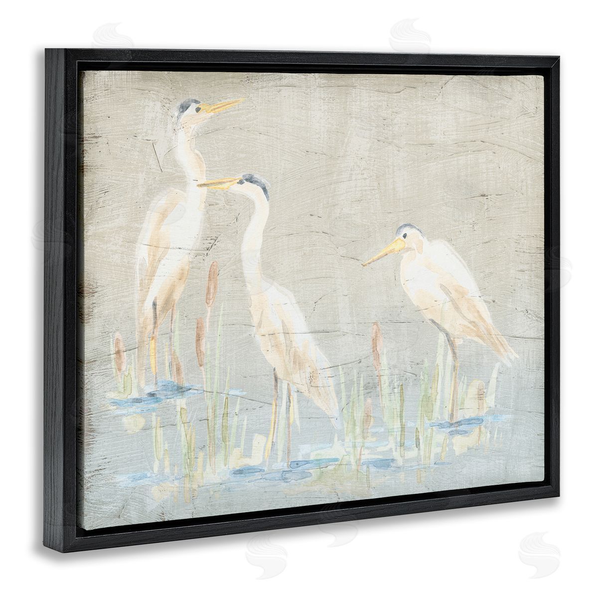 June Erica Vess Rustic Nautical Herons Black Floater Frame Canvas Artside_