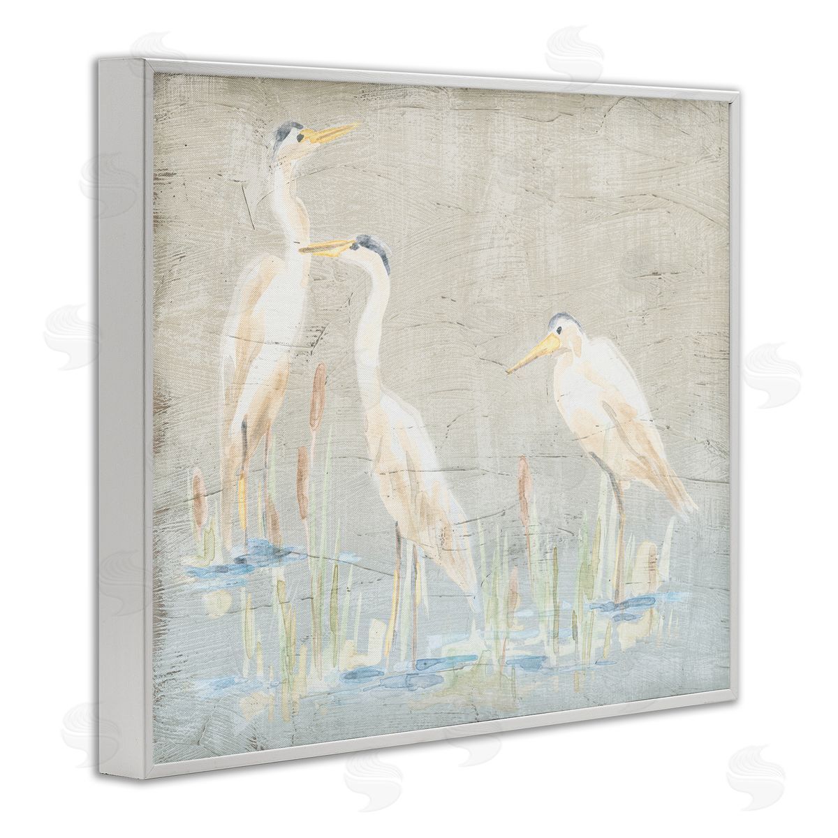 June Erica Vess Rustic Nautical Herons White Framed Giclee Wall Artside_