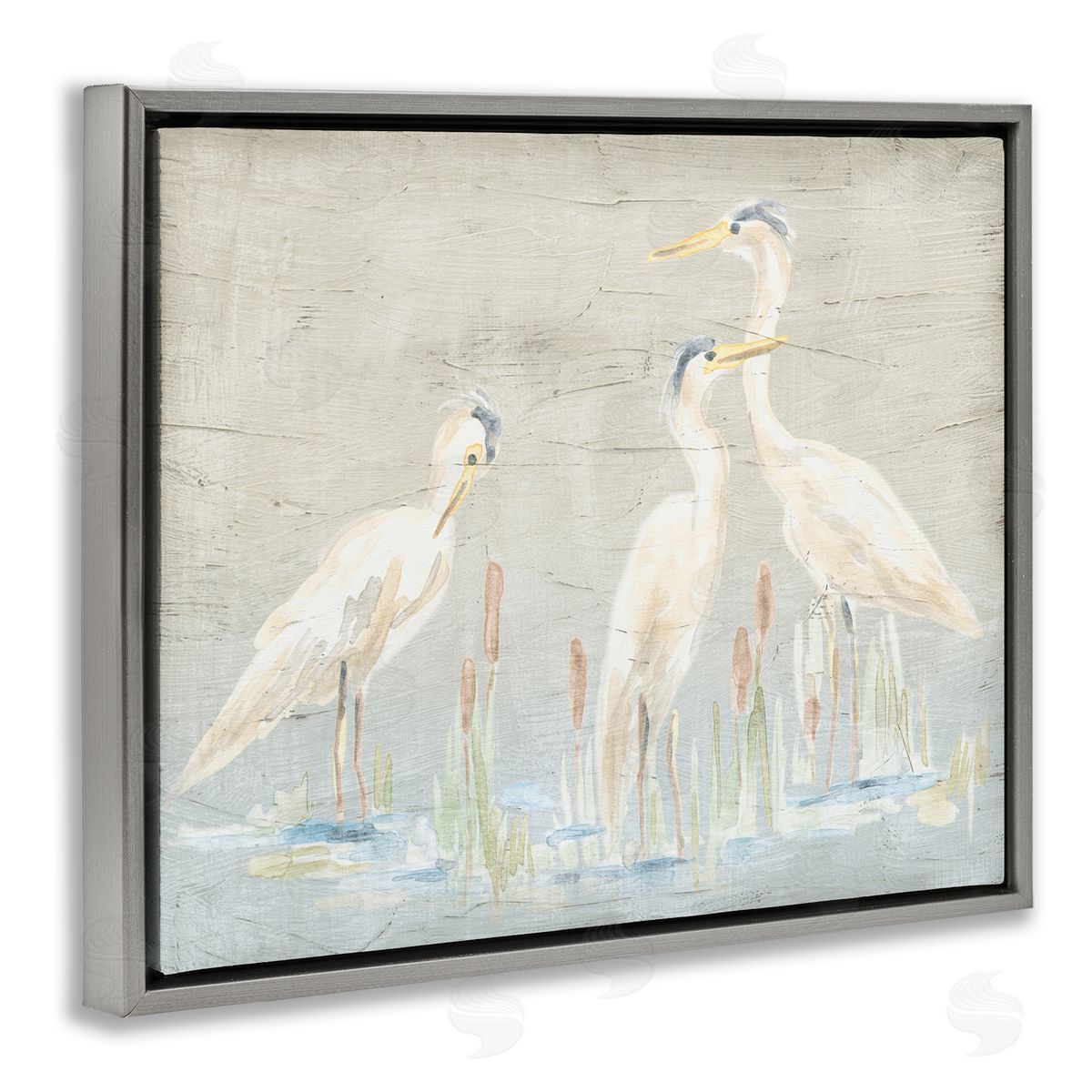June Erica Vess Rustic Herons Scene Gray Floater Frame Canvas Artside_