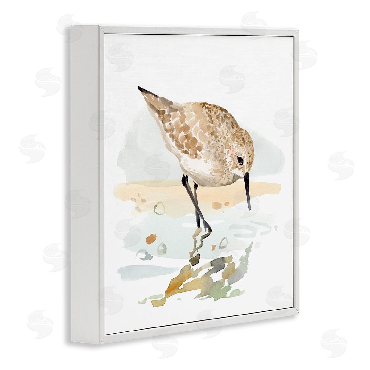 Victoria Barnes Grazing Sandpiper Shoreline White Framed Giclee Wall Artside_
