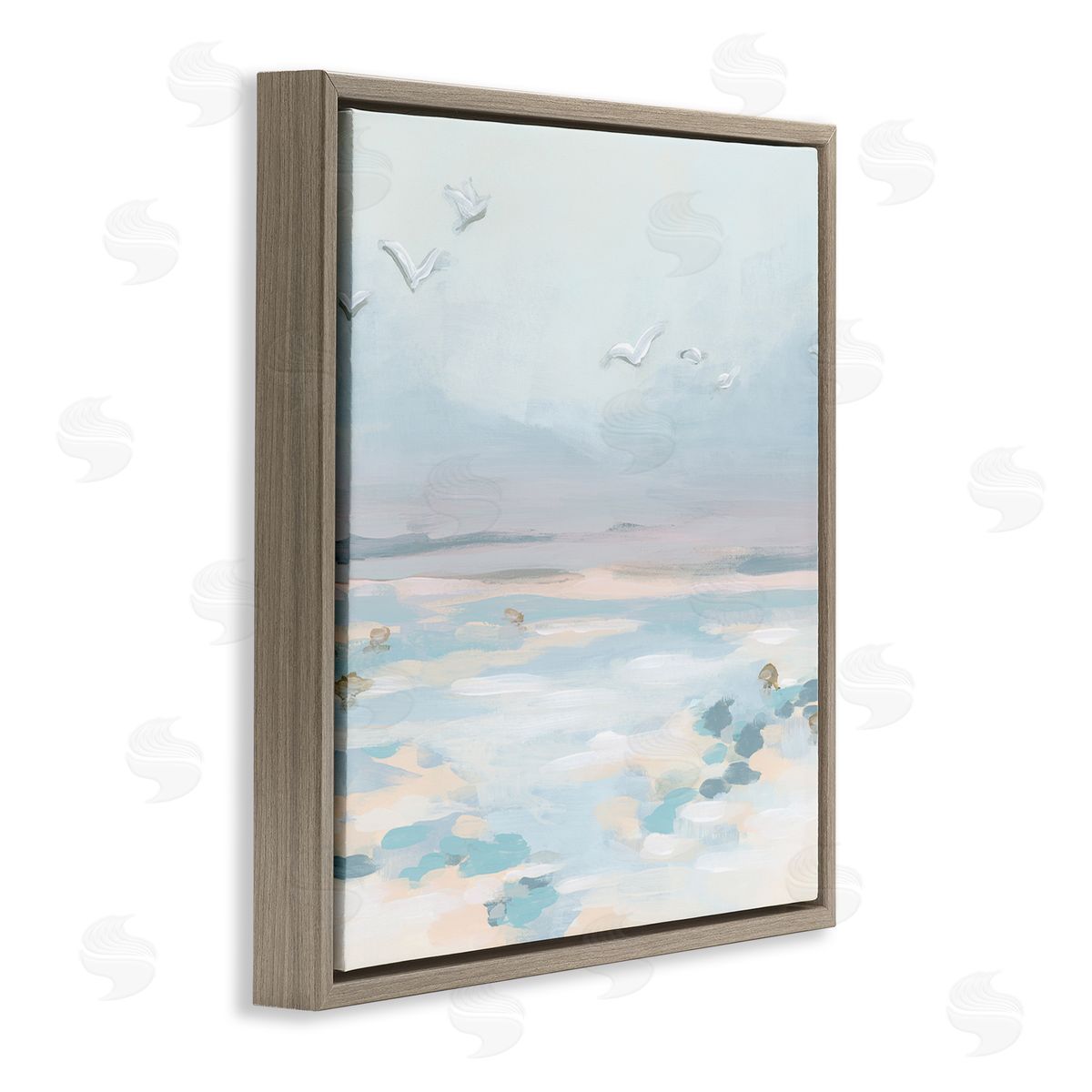 June Erica Vess Birds Flying Beach Scene Brown Floater Frame Canvas Artside_