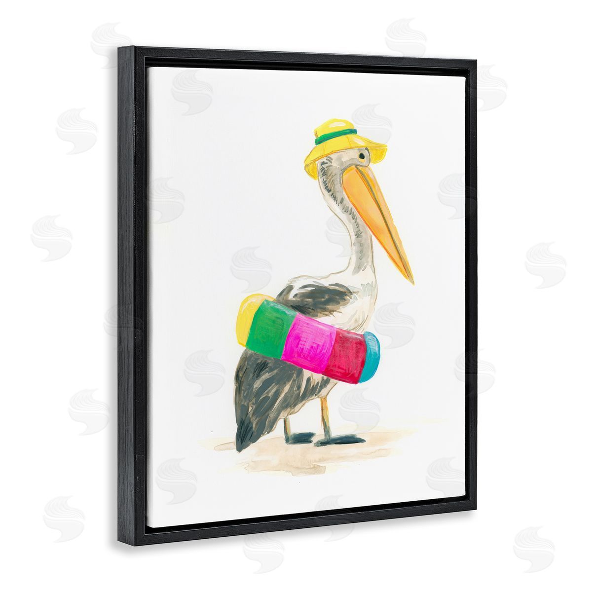 June Erica Vess Pelican & Beach Tube Black Floater Frame Canvas Artside_