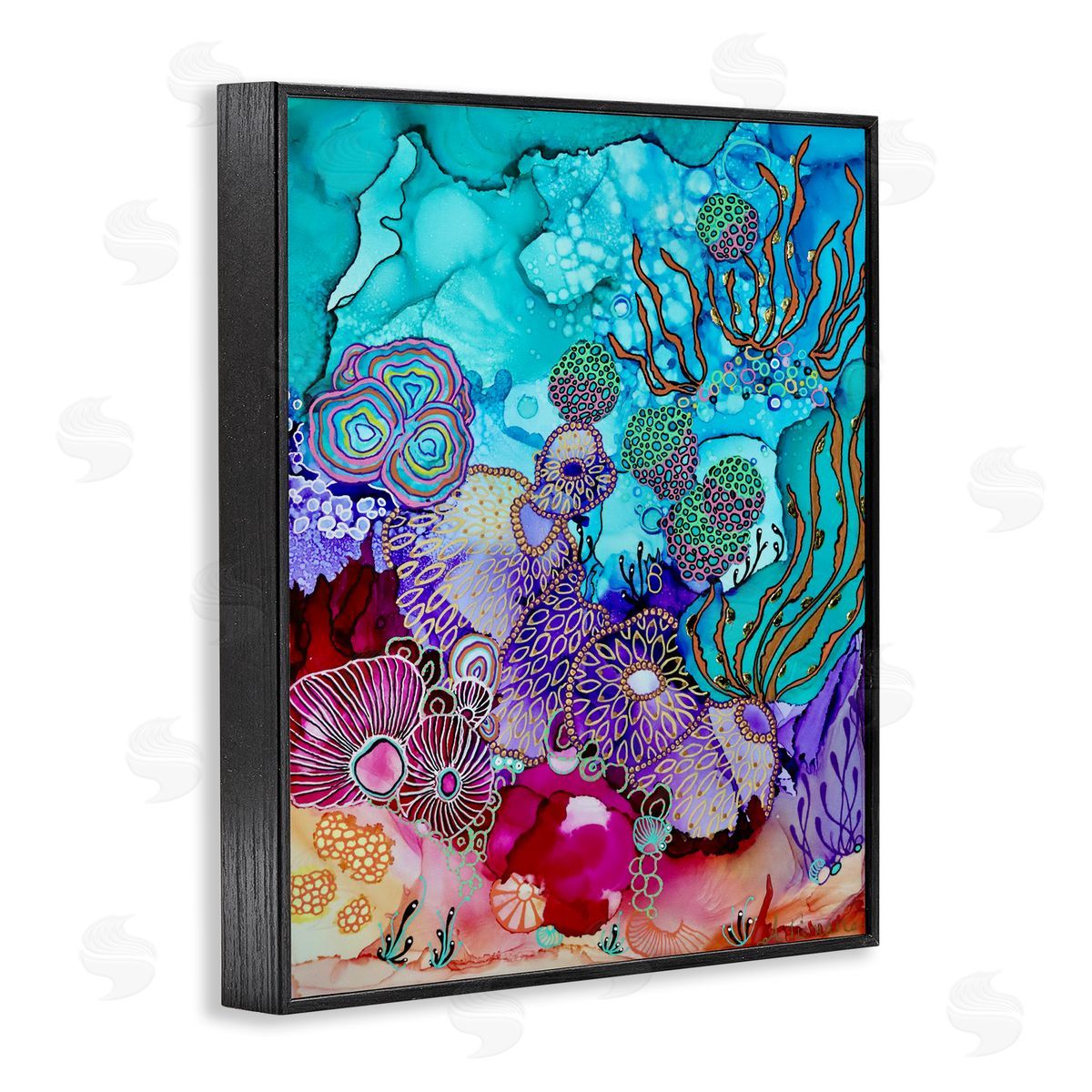 Amy Tieman Modern Coral Reef Black Framed Giclee Wall Artside_