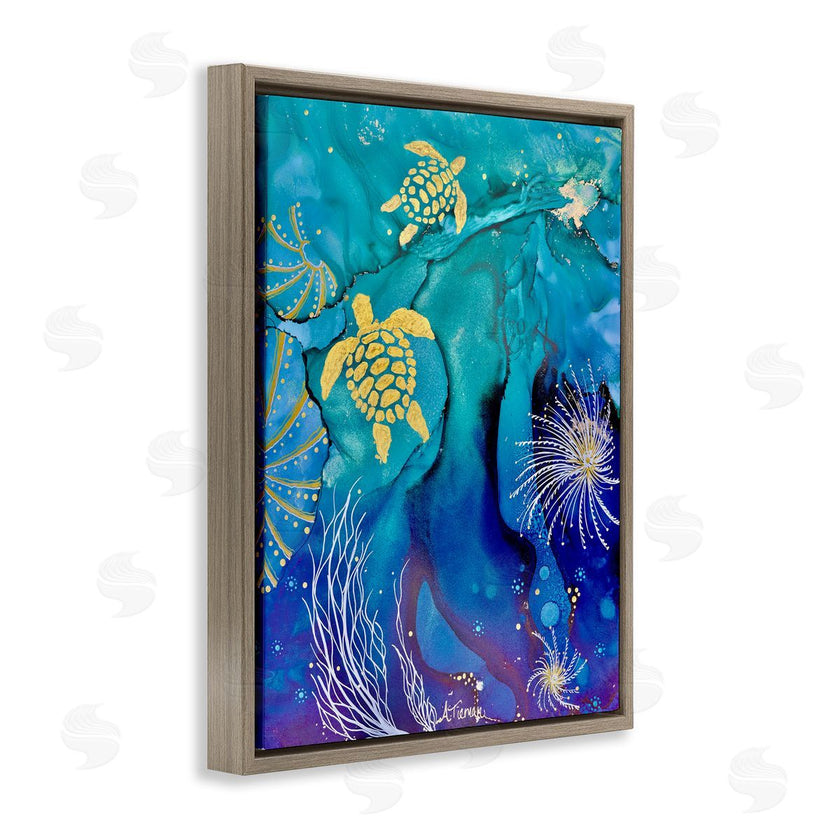 Amy Tieman | Abstract Blue Sea Turtles
